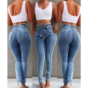 Dámské džíny Dámské push-up džíny světle modrá 4XL