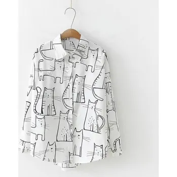 Dámská košile Dámská košile s kočkami bílá S