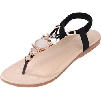 Dámské sandále Dámské sandály s přívěskem ve tvaru sovy černá 39