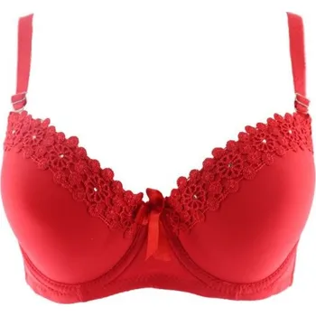 Podprsenka Dámská Push-up podprsenka s květinami červená 95B