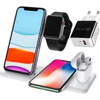 Bezdrátová nabíječka se síťovým adaptérem Quick Charge bílá