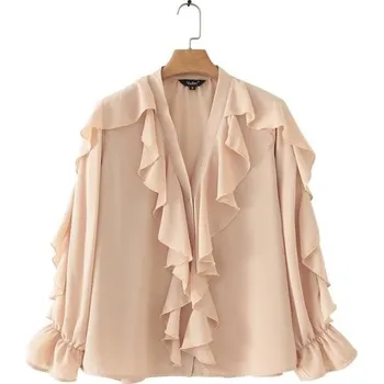 Dámská halenka Dámská blůza s volánky Evelina béžova S