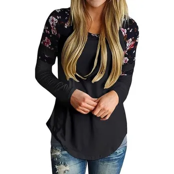 Dámské tričko Dámský top s květinami A950 černá XXL