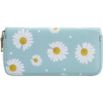 Peněženka Dámská kožená peněženka s květinami M370 tyrkysová