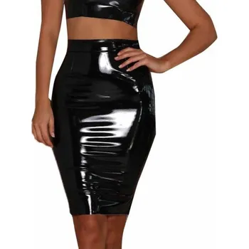 Dámská sukně Dámská pouzdrová sukně lesklá A2051 černá S