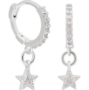 Náušnice Dámské kruhové náušnice s přívěskem stříbrná 2