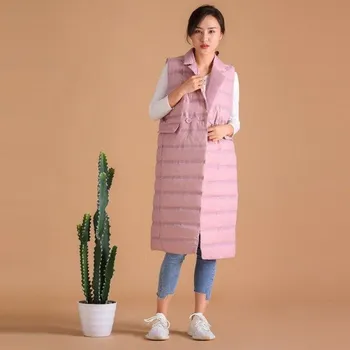 Dámská vesta Dámská dlouhá vesta P1905 růžová XL