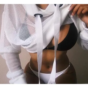 Dámská mikina Dámská krátká mikina síťovaná A61 bílá S