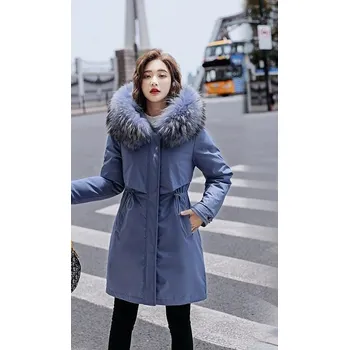 Dámská bunda Dámská zimní bunda s kožíškem P1658 modrá M