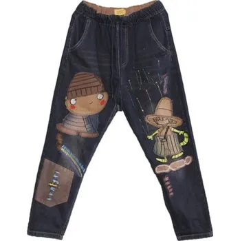 Dámské džíny Dámské džíny s roztomilým potiskem XXL