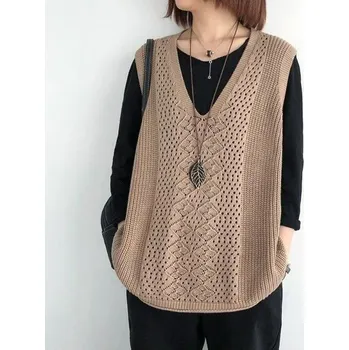 Dámská pletená vesta P2263 světle hnědá XS