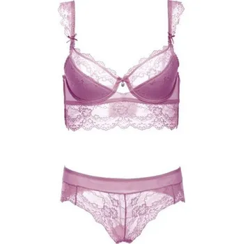 Dámské oblečení Dámský set s krajkou - Podprsenka+kalhotky J2446 fialová 90B