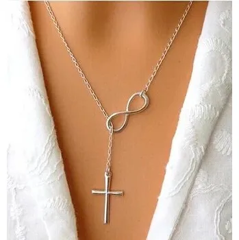 Náhrdelník Dámský náhrdelník s křížem a nekonečnem