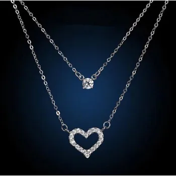 Náhrdelník Dámský dvojitý náhrdelník se srdcem
