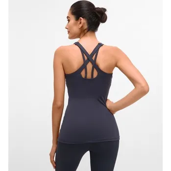 Dámské tílko se zkříženými ramínky tmavě modrá XXS