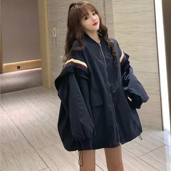 Dámská casual bunda Dámská oversize bunda P1516 tmavě modrá S