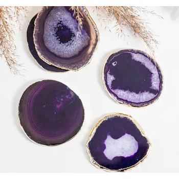 Yoga Day Achátový fialový podtácek gold