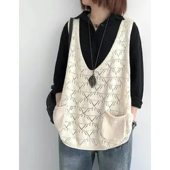 Dámská vesta Dámská pletená vesta P2264 krémová S