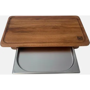 Kuchyňské prkénko Chefs Soul NUMI Dubová krájecí deska s nerez přihrádkou