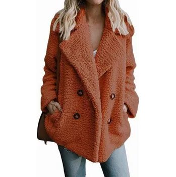 Dámský kabát Dámský kabát z umělé kožešiny P1433 cihlová 4XL