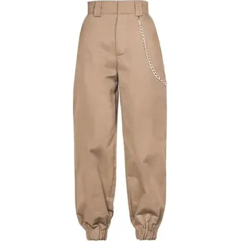 Dámské jogger kalhoty s řetězem khaki XS