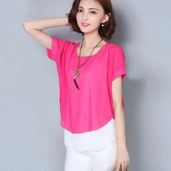 Dámská halenka Dámská dvoubarevná blůza růžová L