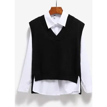 Dámská vesta Dámská pletená vesta P1490 černá M