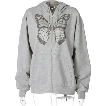 Dámská mikina Dámská mikina s motýlem šedá P2457 S