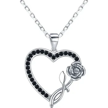 Náhrdelník Dámský náhrdelník se srdcem a růží