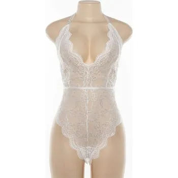 Body Dámské krajkové body s hlubokým výstřihem bílá S