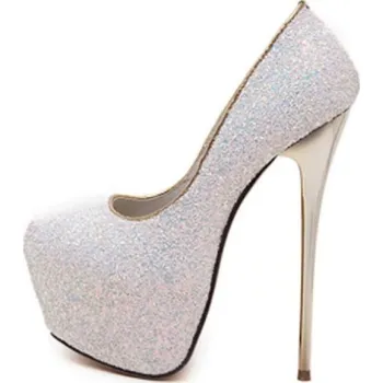 Dámské lodičky Dámské třpytivé lodičky J2426 bílá 40