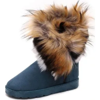 Dámská zimní obuv Dámské stylové zimní boty s kožíškem J1783 modrá 35