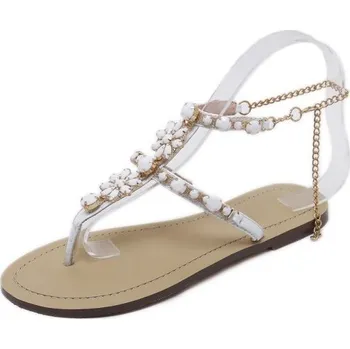 Dámské sandále Dámské sandály s drahokamy bílá 38