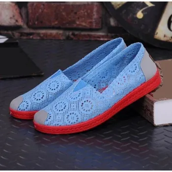 Dámské baleríny Dámské krajkové espadrilky J1728 modrá 36