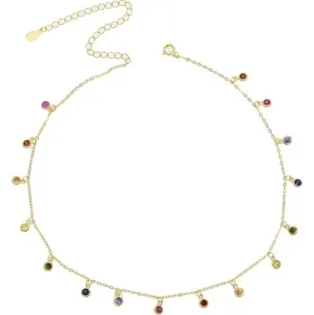 Náhrdelník Dámský náhrdelník s barevnými kamínky zlatá