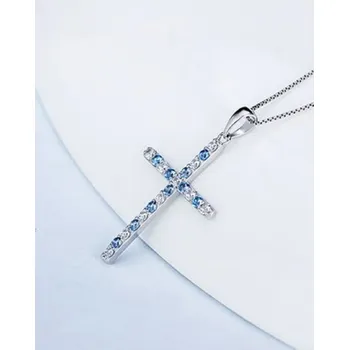 Náhrdelník Dámský náhrdelník s křížem D529 modrá