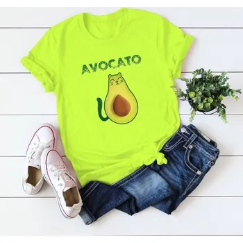 Dámské tričko Dámské tričko s potiskem avokáda neonová zelená S