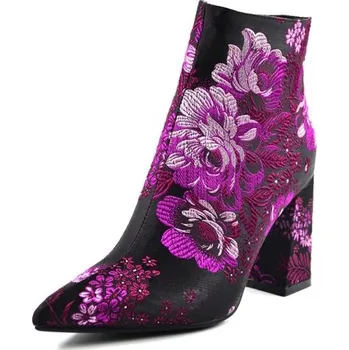 Dámské tenisky Dámské špičaté kotníkové boty s květinami 43