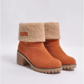 Dámská zimní obuv Dámské zimní boty na podpatku J834 oranžová 43
