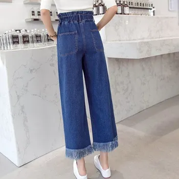 Dámské džíny Dámské 3/4 džíny s třásněmi modrá M