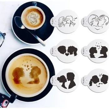 Příslušenství pro přípravu kávy 6 ks Šablony na zdobení kávy pro zamilované