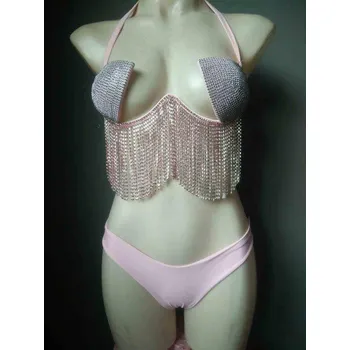 Dámské plavky Dámské bikiny P1075 růžová M