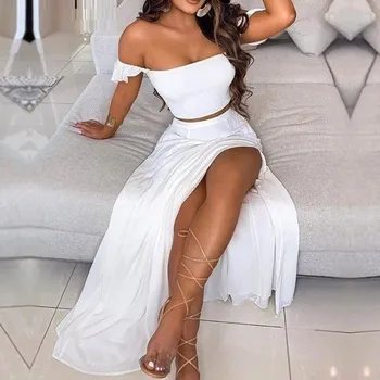 Dámská sukně Dámský crop top a sukně B1087 bílá S