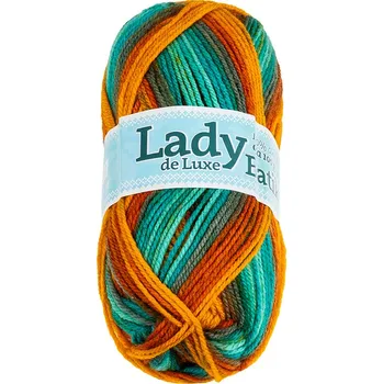 Příze Bellatex Příze LADY de Luxe BATIK Zelená,Oranžová,Hnědá