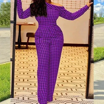 Dámský overall Dámský kostkovaný overal fialová XL