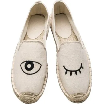 Dámské baleríny Dámské espadrilky s potiskem očí J1090 krémová 35