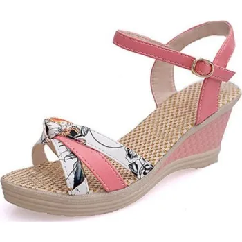 Dámské sandále Dámské sandály na klínovém podpatku růžová 39