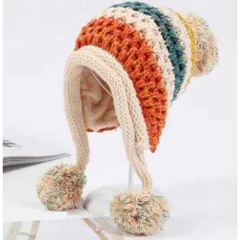 Čepice Dámská teplá pletená čepice béžova