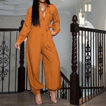 Dámský overall Dámský košilový overal s dlouhým rukávem B845 oranžová XXL