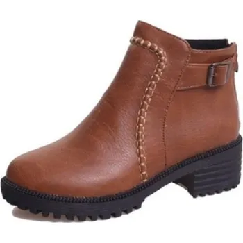 Dámská zimní obuv Dámské zimní polokozačky s podpatkem J1202 hnědá 36